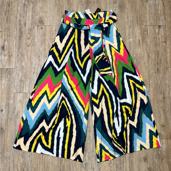 Gracia Women's Tie-Waist Wide Leg Abstract Print Palazzo Pant, Various Sizes - Picture 4 of 11